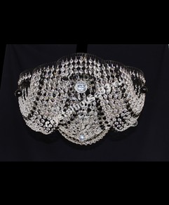 Анна 6 ламп чёрный каркас с цветными подвесками
